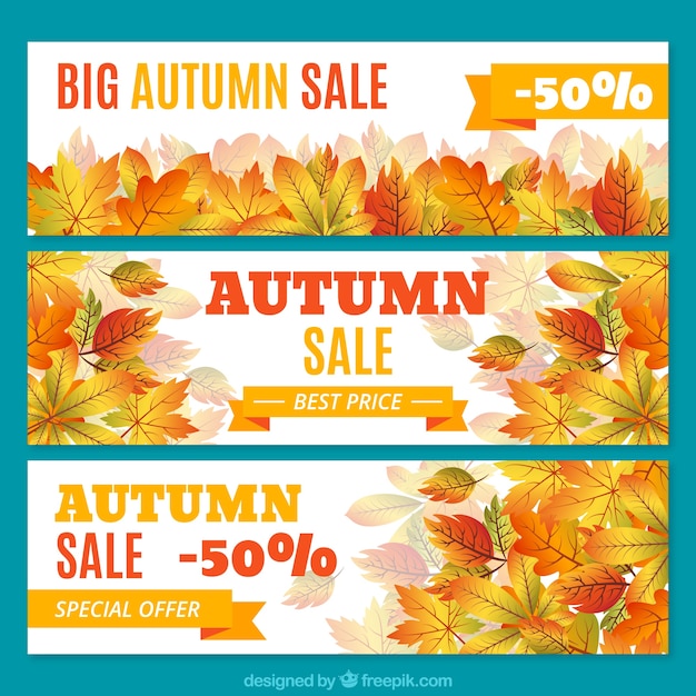 Set of banners with discounts for autumn