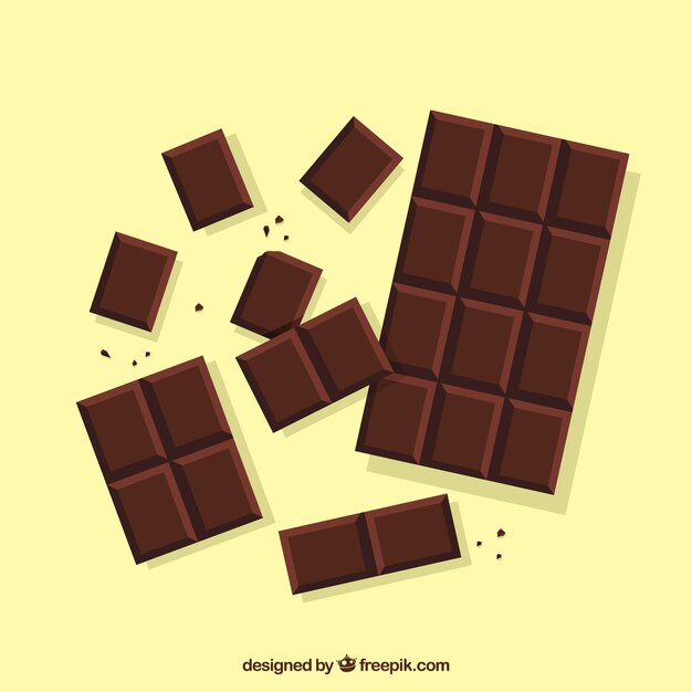 Set of bars and pieces of delicious chocolate