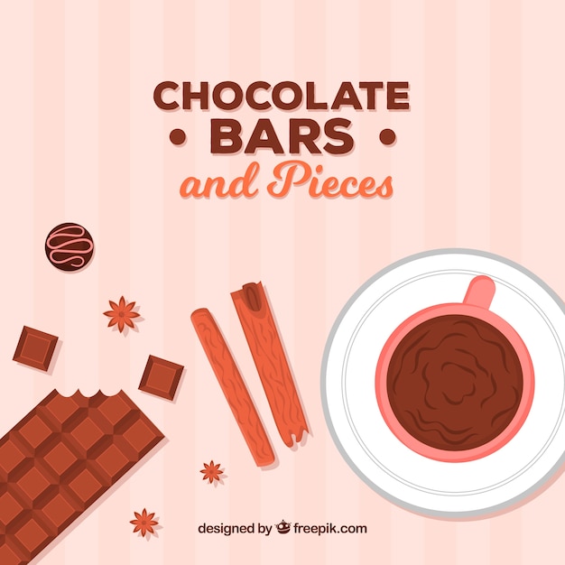 Set di bar e pezzi di delizioso cioccolato