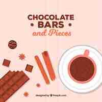 Free vector set of bars and pieces of delicious chocolate