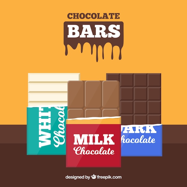 Free vector set of bars and pieces of delicious chocolate