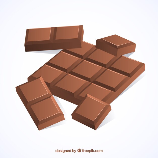 Set of bars and pieces of delicious chocolate