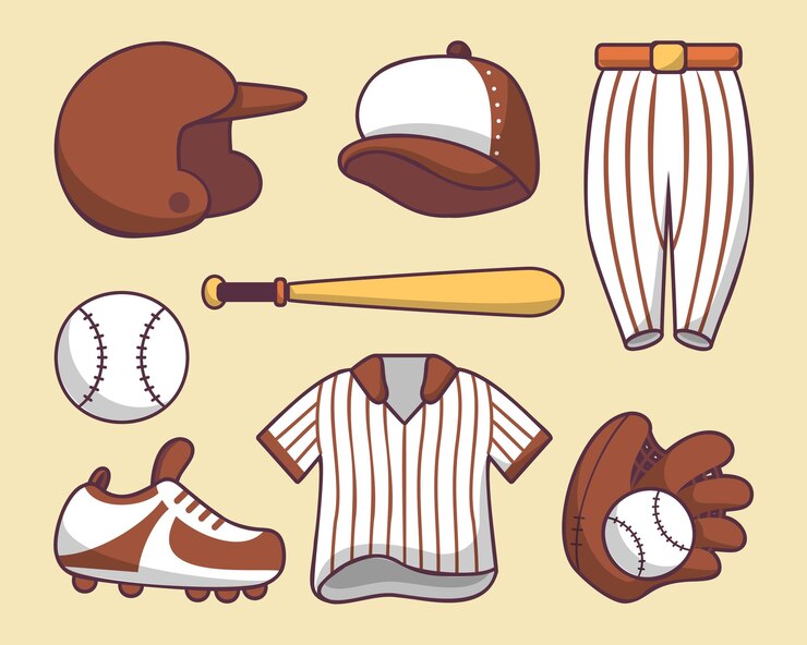 Free Vector set of baseball design elements baseball beats balls glove hats design elements for logo label emblem sign vector illustration