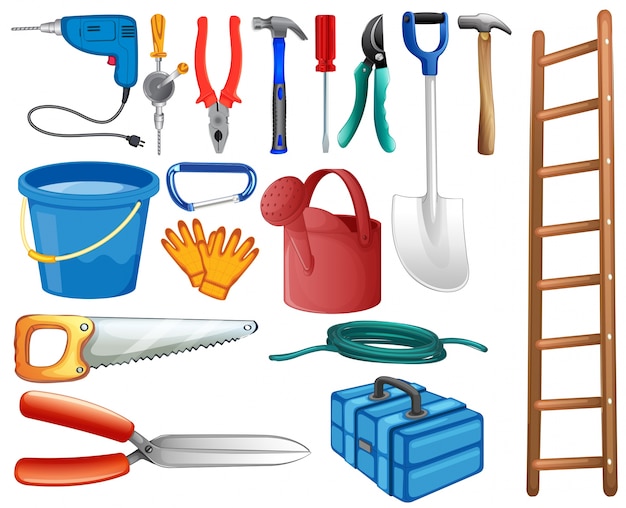Set of basic tools commonly used at home
