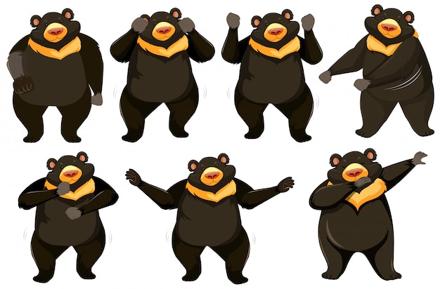 Free vector set of bear dance position