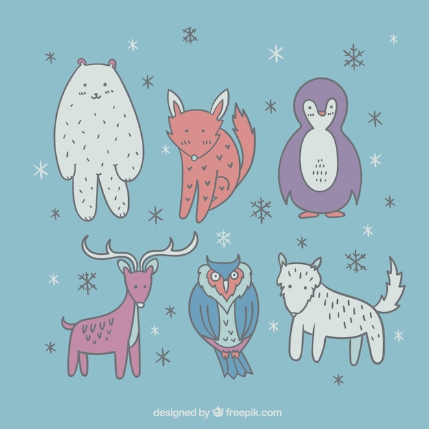 Free vector set of beautiful animal sketches