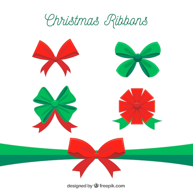 Free vector set of beautiful christmas gift bows