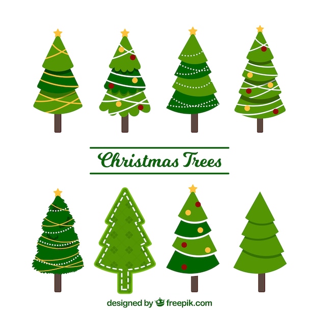 Set of beautiful christmas trees