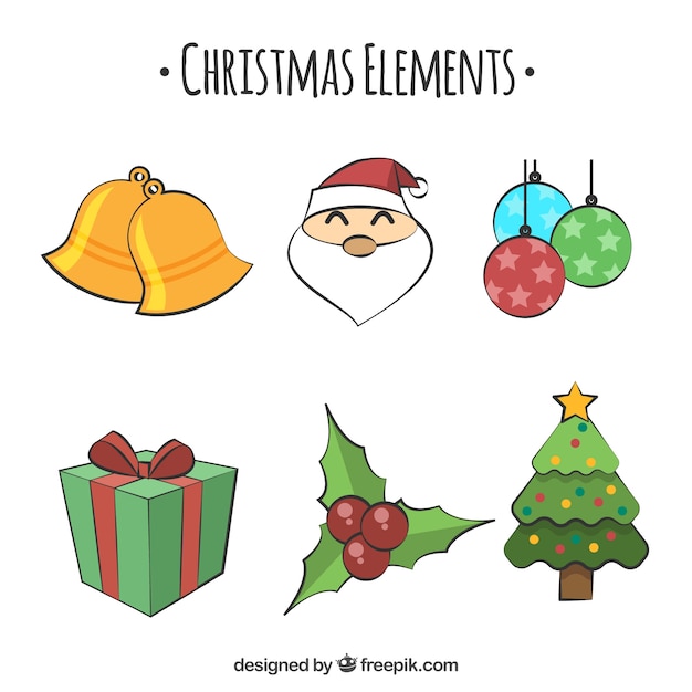 Free vector set of beautiful decorative christmas elements