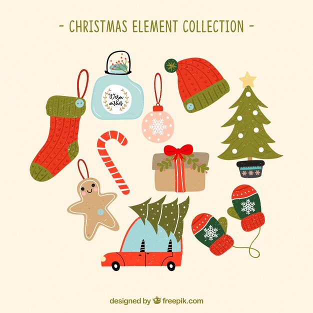 Set of beautiful decorative christmas elements