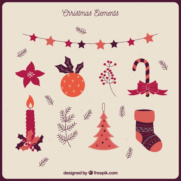 Set of beautiful decorative christmas elements