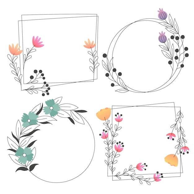 Free vector set of beautiful floral frames