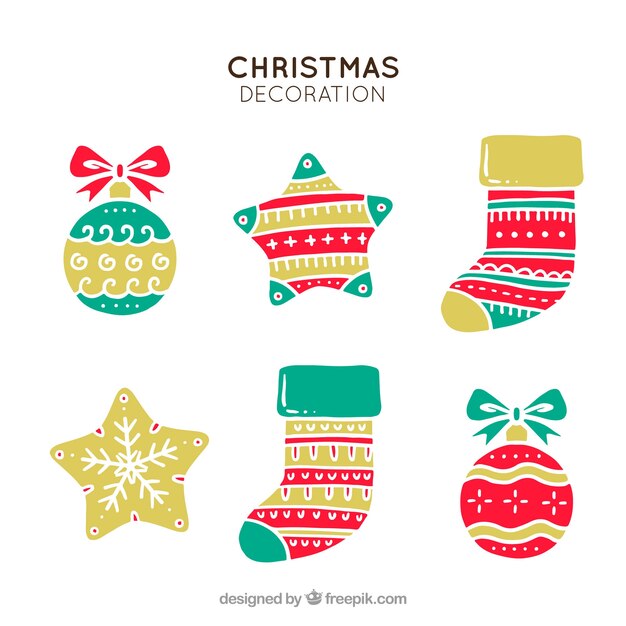 Set of beautiful hand-drawn christmas decoration