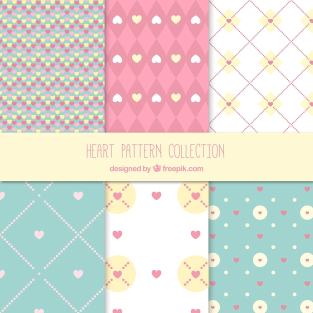 Set of beautiful hearts patterns