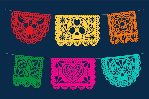 Free vector set of beautiful mexican bunting