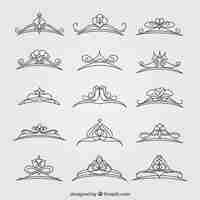 Free vector set of beautiful princess crowns