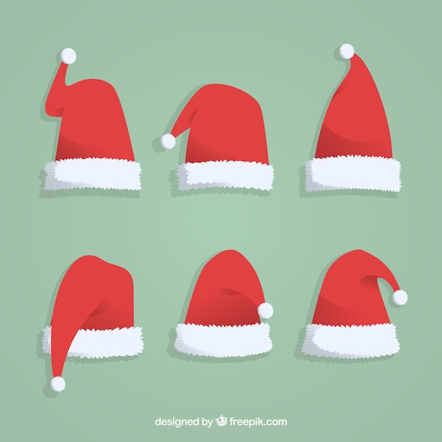 Free vector set of beautiful santa claus hats