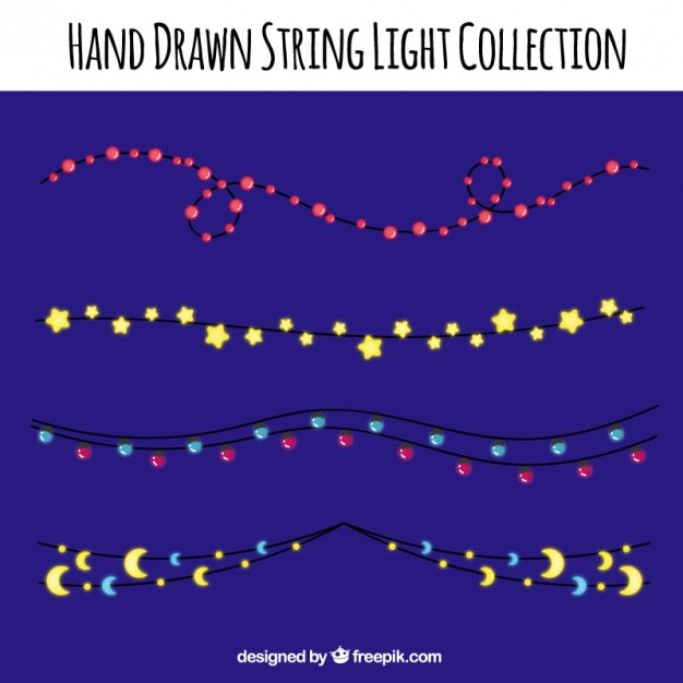 Free vector set of beautiful string lights