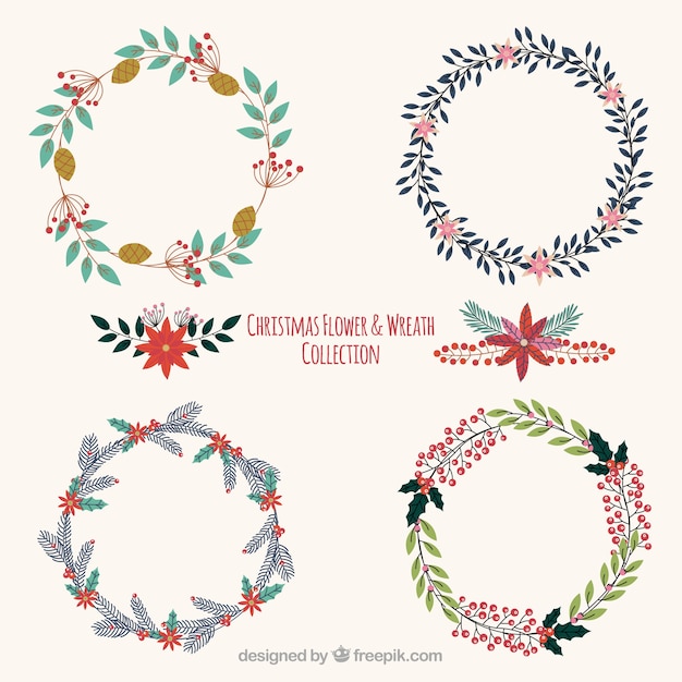 Set of beautiful vintage christmas wreaths