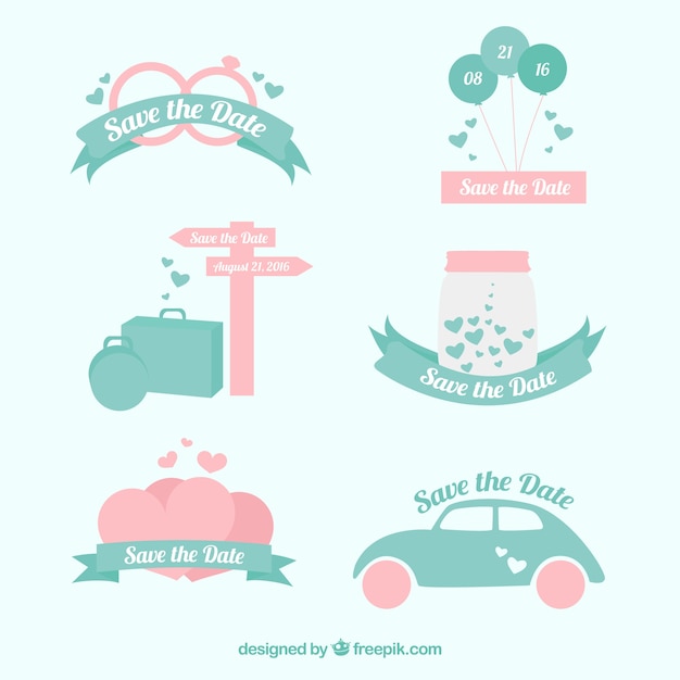 Set of beautiful wedding invitation stickers