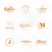 Vettore gratuito set di bellezza e moda logo design vettori