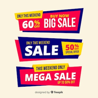 Set of big sales banner design, mega sale