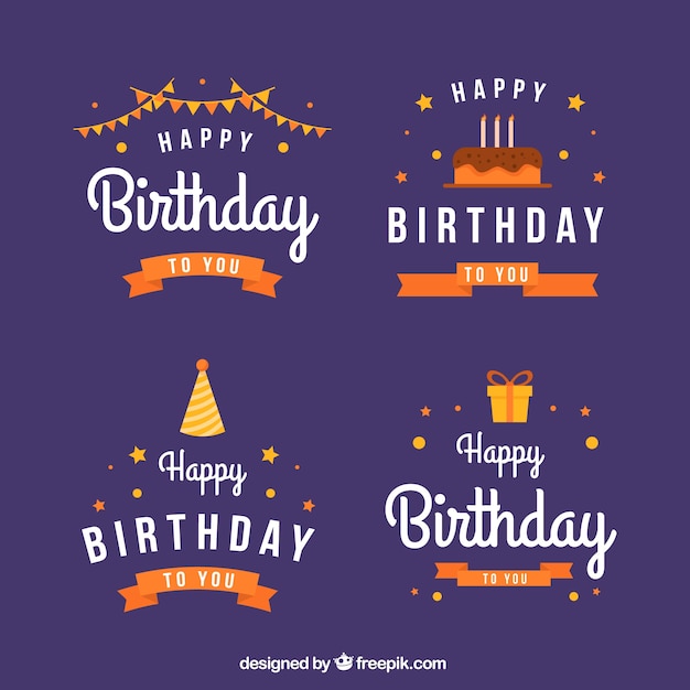 Free vector set of birthday badges in vintage style