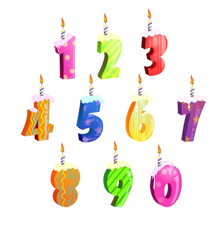 Free Vector set of birthday cake numbers