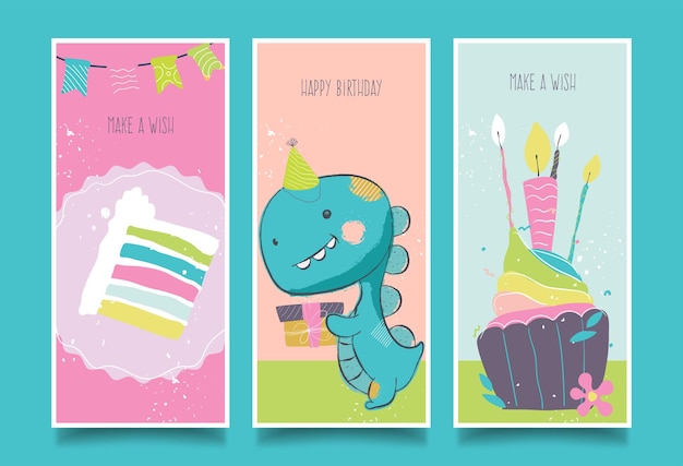 Set of birthday greeting cards design