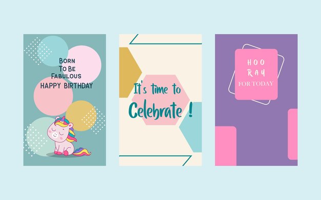 Set of birthday greeting and invitation card