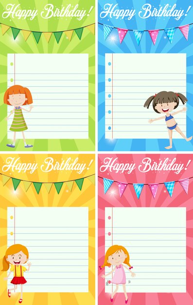 Set of birthday note