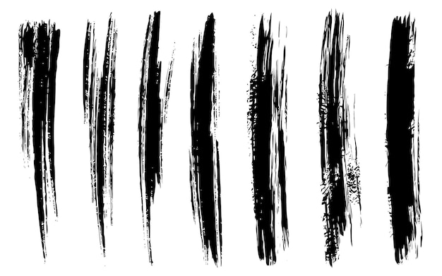 Free vector a set of black brush strokes with the word grunge on them