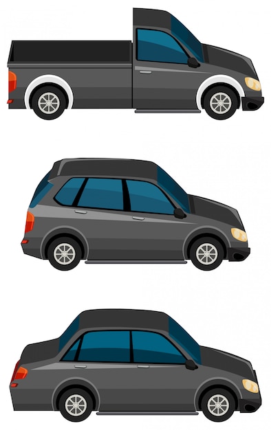 Free vector set of black cars on white background