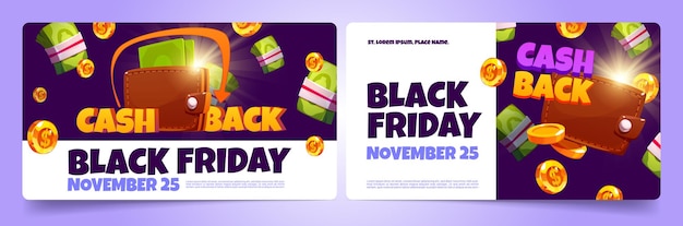 Free vector set of black friday cash back flyer templates