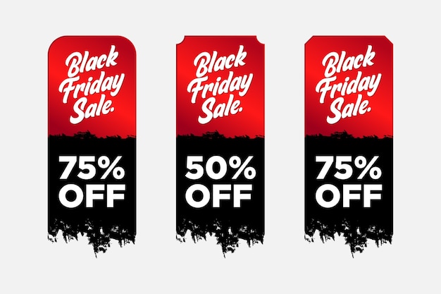 Set of black friday sticker with grunge