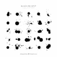 Free vector set of black ink spots in flat style