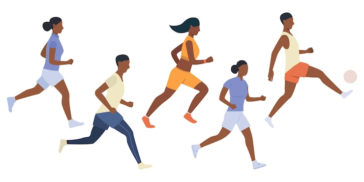 Free Vector set of black people playing football