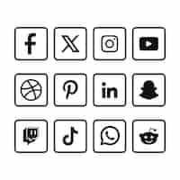 Free vector set of black social media logos with new x logo