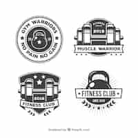 Free vector set of black and white fitness labels