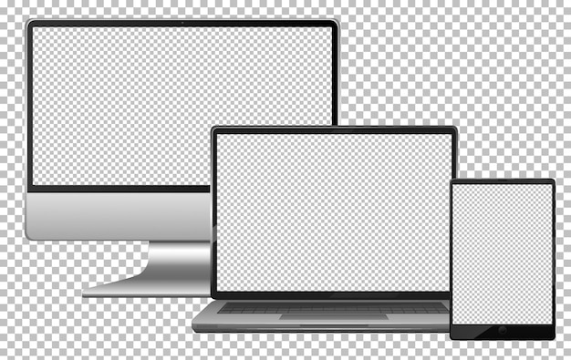 Набор пустой экран электроники гаджет компьютер ноутбук и планшет изолированы