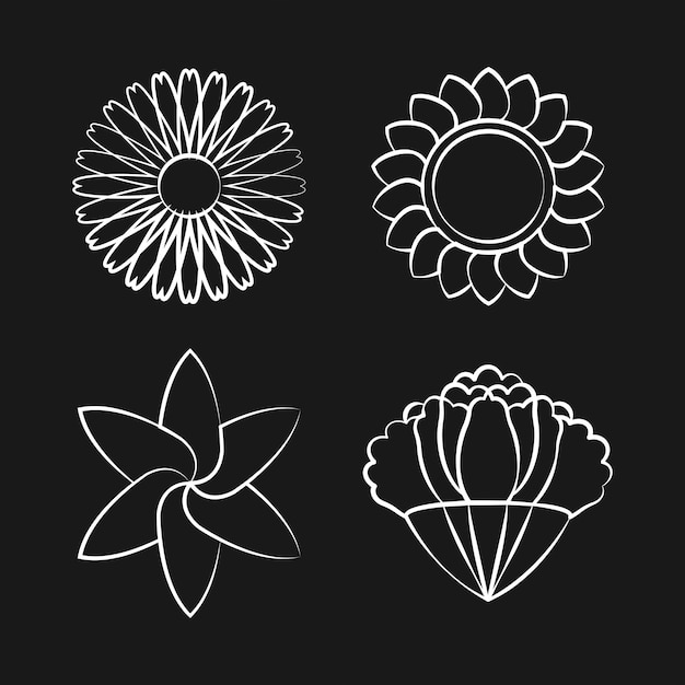 Free vector set of blooming flower drawing design vector