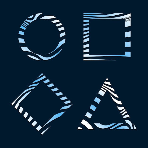 Set of blue abstract badge template vectors