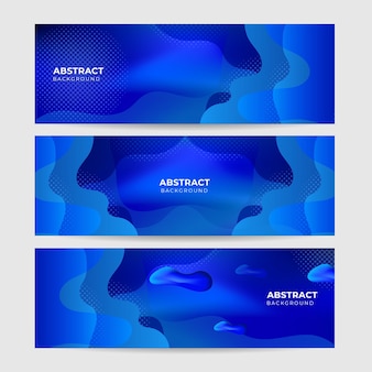 Set of blue abstract banner background