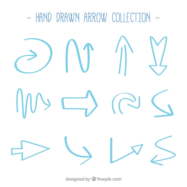 Free vector set of blue arrow sketches