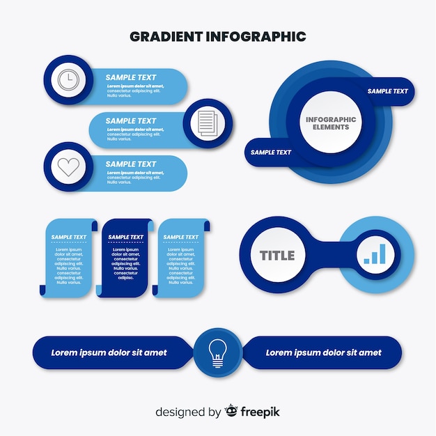 Set of blue infographic elements