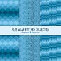 Free vector set of blue patterns of abstract shapes in flat design