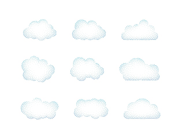Set of blue sky clouds cloud icon cloud shape set of different clouds collection of cloud