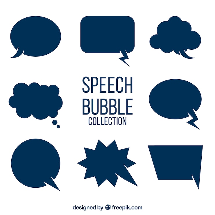 Free Vector set of blue speech bubbles