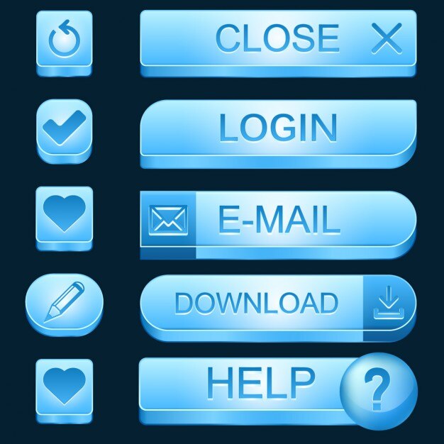 青のWebボタンのセット