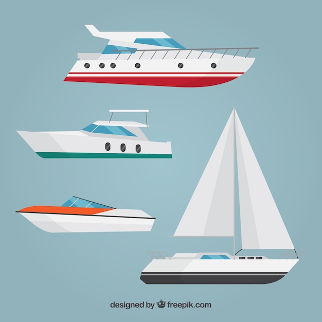 Free vector set of boats in flat design